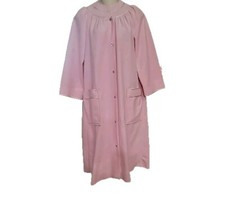 Vtg Evelyn Pearson Housecoat Loungewear Robe Pink Pockets Snap Buttons Size Sm 