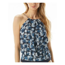 Michael Kors Womens Printed Blouson Chain- Tide Blue S