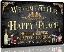 Retro Bar Metal Signs Proudly Serving Whatever You Bring Rustic Aluminum Sign Fo