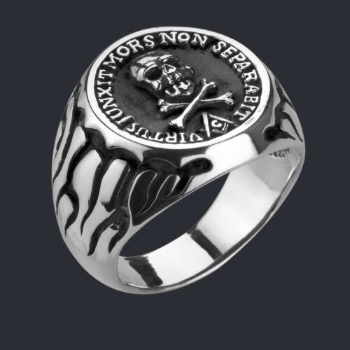 Masonic Freimaurer Ring Silber 925 Siegelring Herren Skull Totenkopf Biker Goth