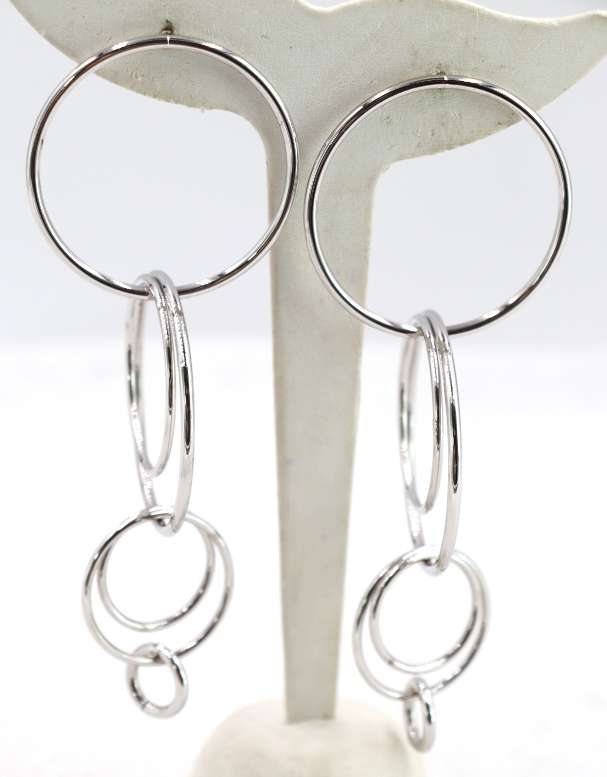 Silver Various Size Interlocking Hoop Silver Plat… - image 2