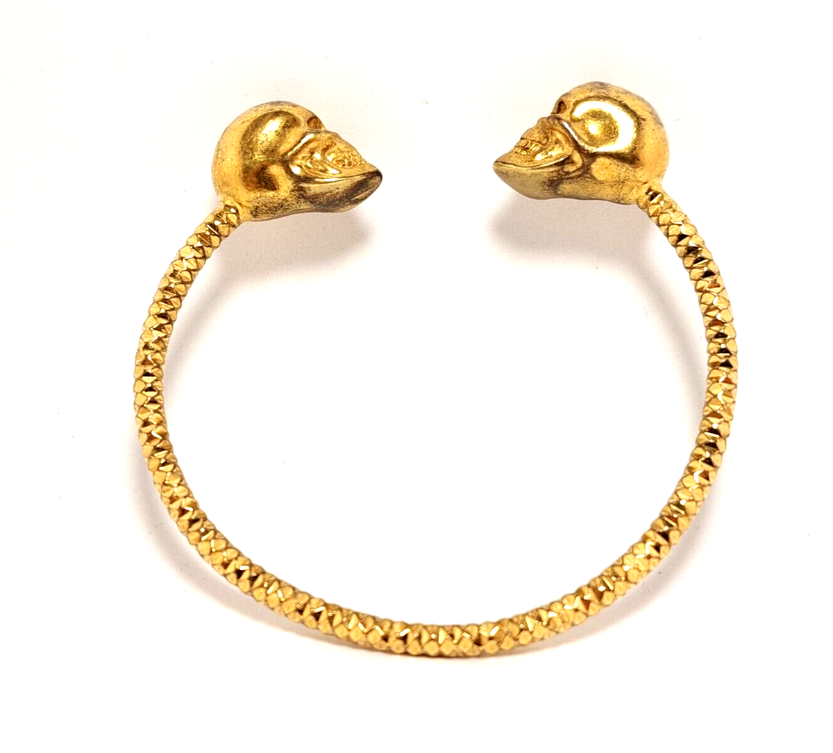 Alexander Mcqueen Gold Tone Twin Skull Bangle Bracelet | eBay