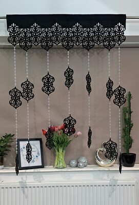 Weiß / Schwarz Kristalle Paneele Fensterdeko Fensternetz verschiedene Größen