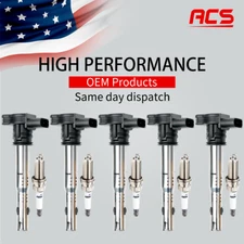 5X Ignition Coil & Spark Plugs for VW Jetta Beetle Passat Golf 2.5L Audi UF575