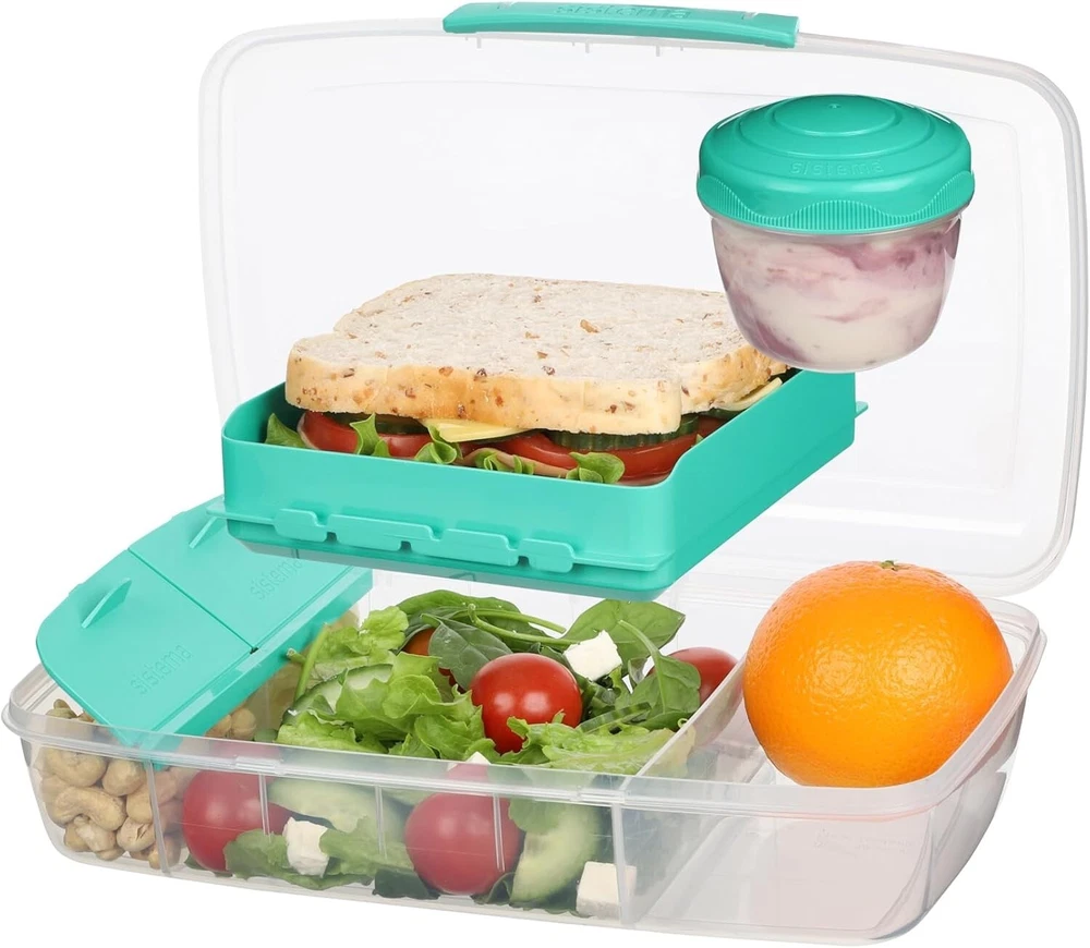 Clear 1.76L Bento Box with Secure Locking Clips for Easy Food Storage