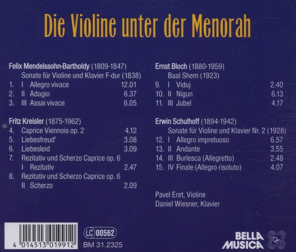MENDELSSOHN / KREISLER / BLOCH Violine Unter Der Menorah (CD) - Photo 2/2