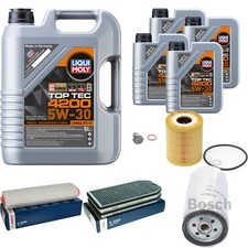 BOSCH Inspektionspaket 9 L LIQUI MOLY Top Tec 4200 5W-30 für BMW 7er 730d