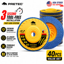 40Pack 4-1/2" 60 Grit Zirconia Flap Discs 5/8-11 Tool-Free Type 27 Angle Grinder
