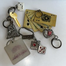 Vtg Las Vegas Souvenir Keychain Lot Dice Cards Playing Cards