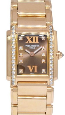 Patek Philippe Twenty-4 18k Rose Gold Chocolate Diamond Dial Watch