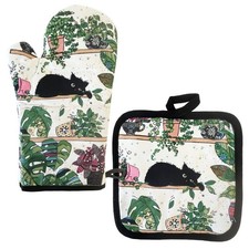 Gant et manique en coton Chaton dans les plantes par Kiub