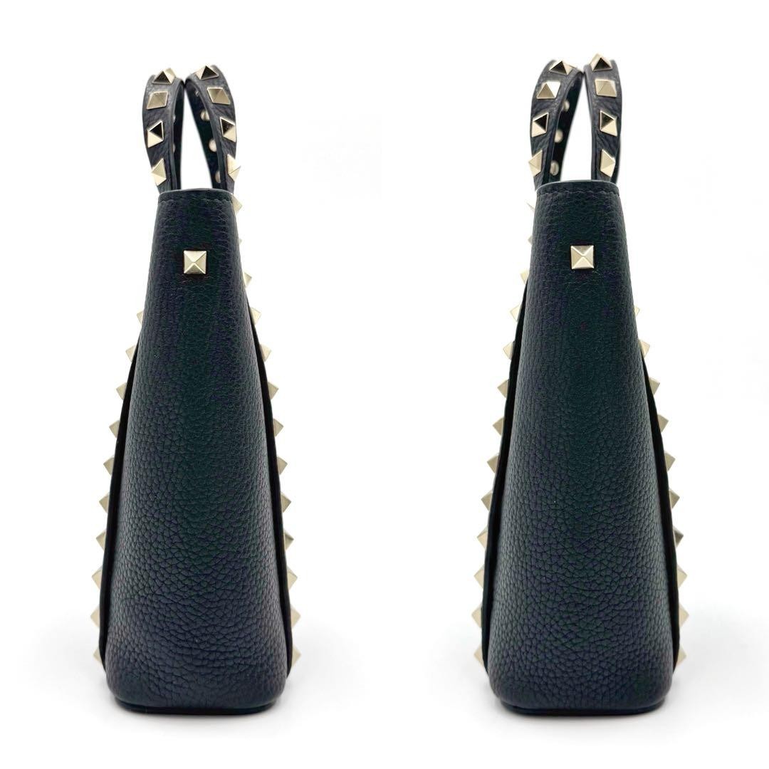 VALENTINO Women Rockstud Chain Shoulder bag 2Way Leather Black Gold from japan thumbnail 3