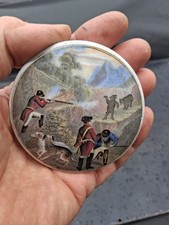 Victorian Prattware  Shooting Bears ' No 13 ' Pot Lid  1860-80