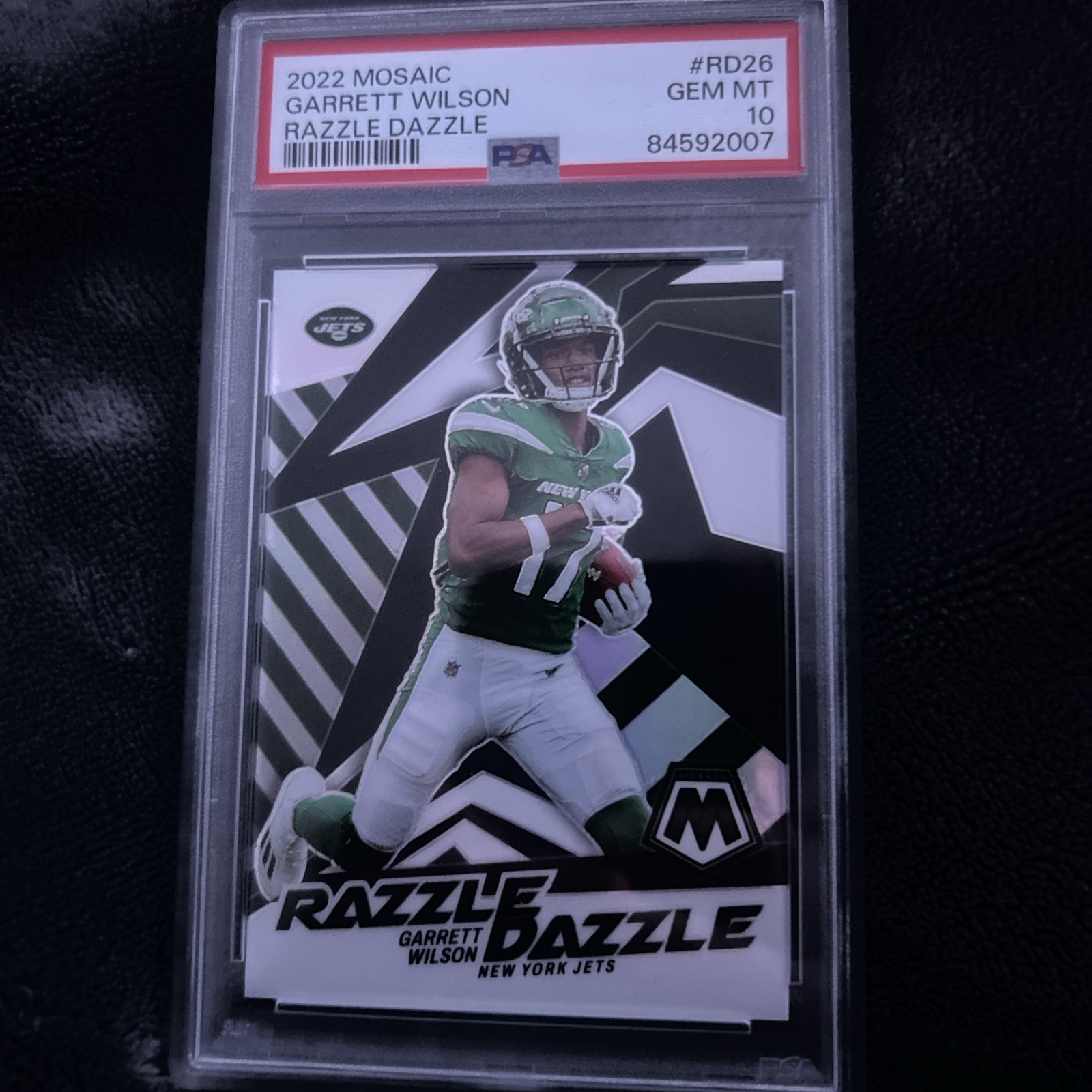 2022 Panini Mosaic Garrett Wilson #26 Razzle Dazzle SP Case Hit PSA 10 Jets DL1