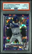 2021 Maximo Acosta RC Bowman Chrome Sapphire RC Purple PSA 10 /20
