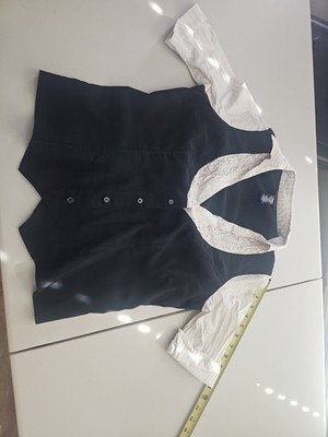 Apostrophe Top SzL Tuxedo Style Cropped Taylored Look Collar B&W Vintaage Y2K