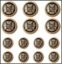 14 Pieces Black Gold Metal Blazer Button Set 15Mm 20Mm for Blazers, Suits, Sport
