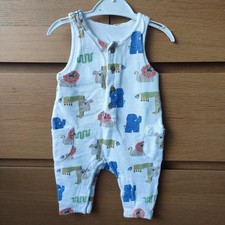 Baby Boys 0-3 Months Animal Patterned Trouser Dungarees