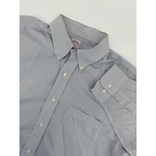 Brooks Brothers 346 Shirt Mens 17-4/5 Blue Checkered Long Sleeve Button Down