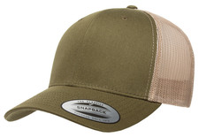 Yupoong Six-Panel Classic Trucker Hat Snapback Moss / Khaki Curved Bill Cap 6606