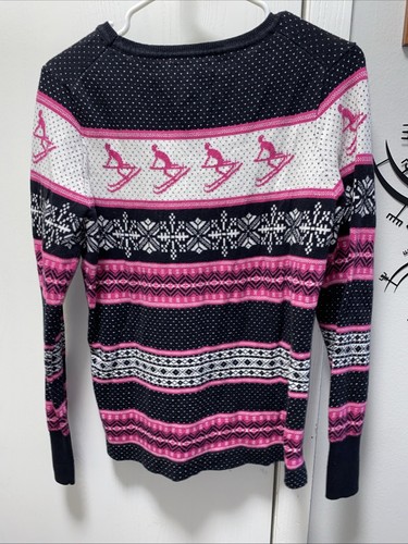 Seltene Farbe Damen G.H. Bass & Co Winter Skifahrer Pullover rosa und schwarz Large - Bild 8 von 10