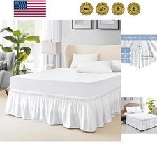 Queen Bed Skirt, Elastic Wrap Around Bed Skirt Queen Size, Bed Skirts for Adj...