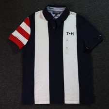 Tommy Hilfiger Polo Mens Medium Red White  Blue Patriotic American Flag NWT