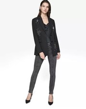 KARL LAGERFELD PARIS Embellish Blazer W 6 Black Stud,Rhinestone,pins RARE R: 219