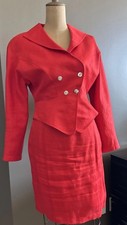 Thierry Mugler Red Linen Vtg Women  s Suit Size 40
