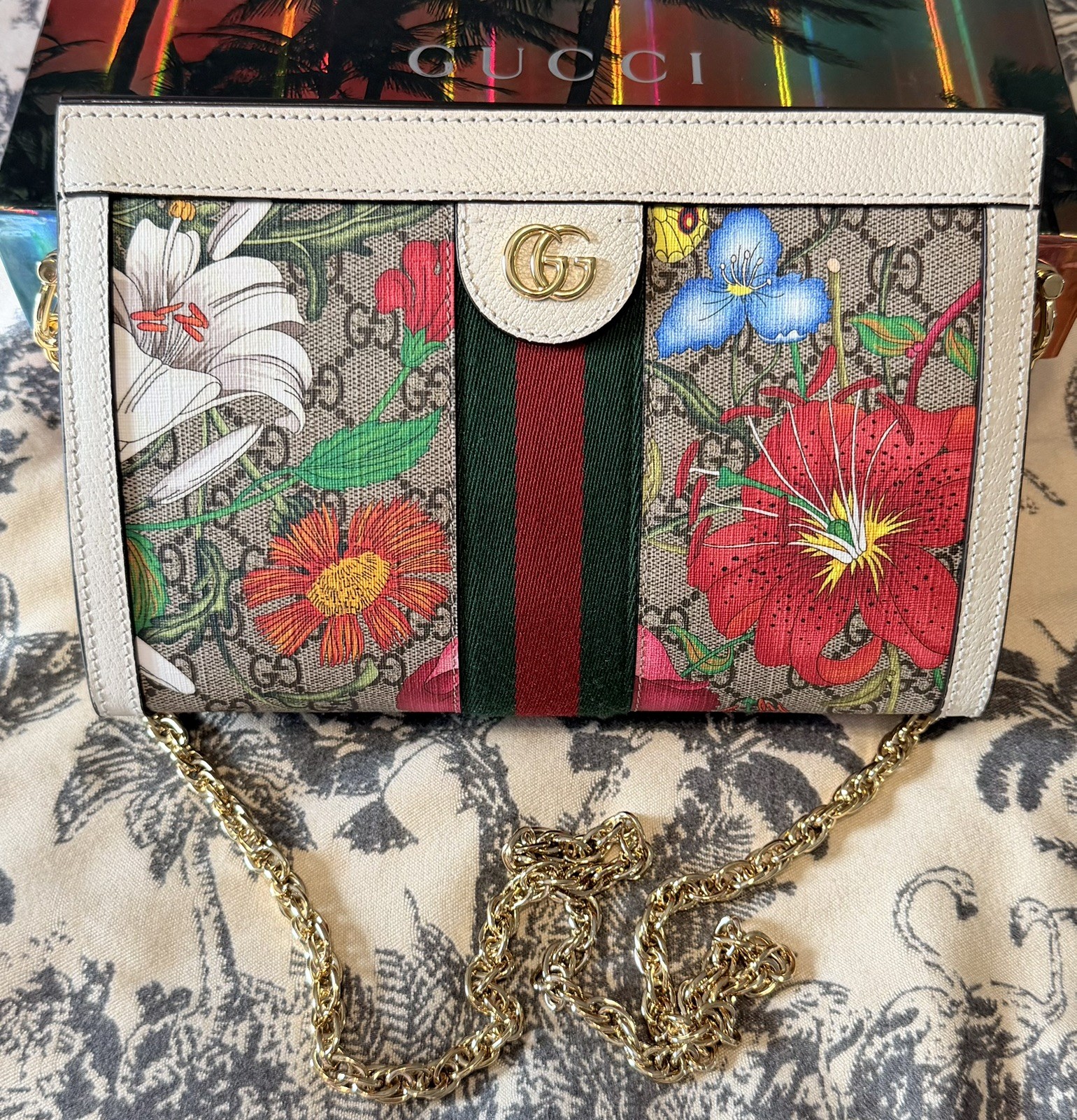 Stylish! New Authentic Gucci 503877 Ophidia GG Flora Small Shoulder Bag NWT