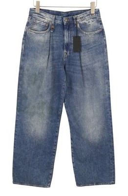 R13 Damon Pleated Damenjeans W30 30 Blau Straight Jeans 32 in Innenbein