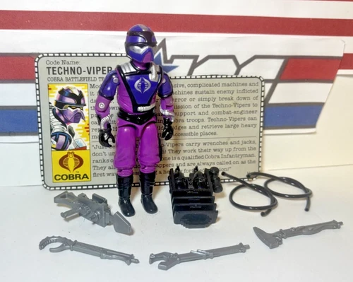 GI Joe Cobra Techno Viper 1987 v1 *100% COMPLETE w/File Card, Near Mint! Vintage