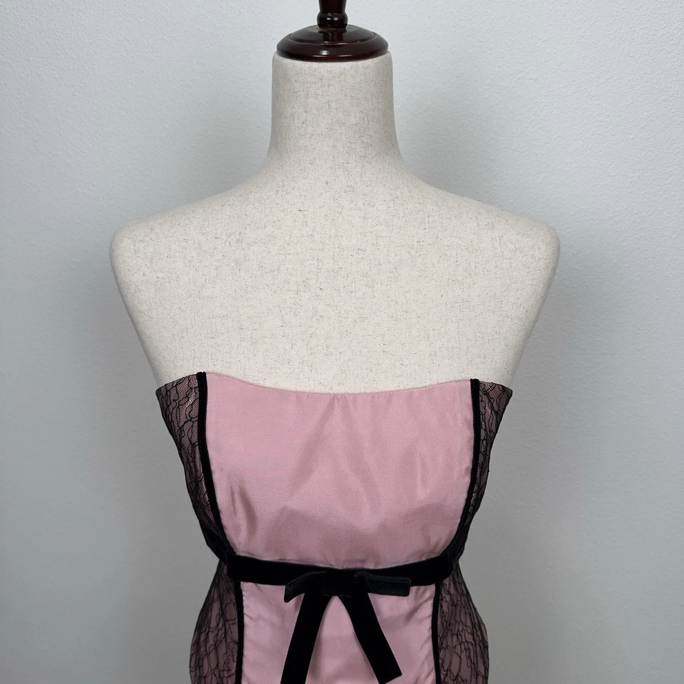 Corsé de novia David de colección top para mujer 8 rosa encaje delicado coqueta pinup años 90 EE. UU. Foto 2 de 4