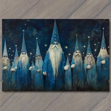 Art Print Space Cult Leaders Blue Capes Stars Gold Trim Night Sky Mythic