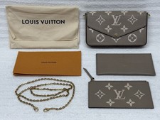 Authentic Louis Vuitton Two-Tone Monogram Empreinte Pochette Felicie M69977 RFID