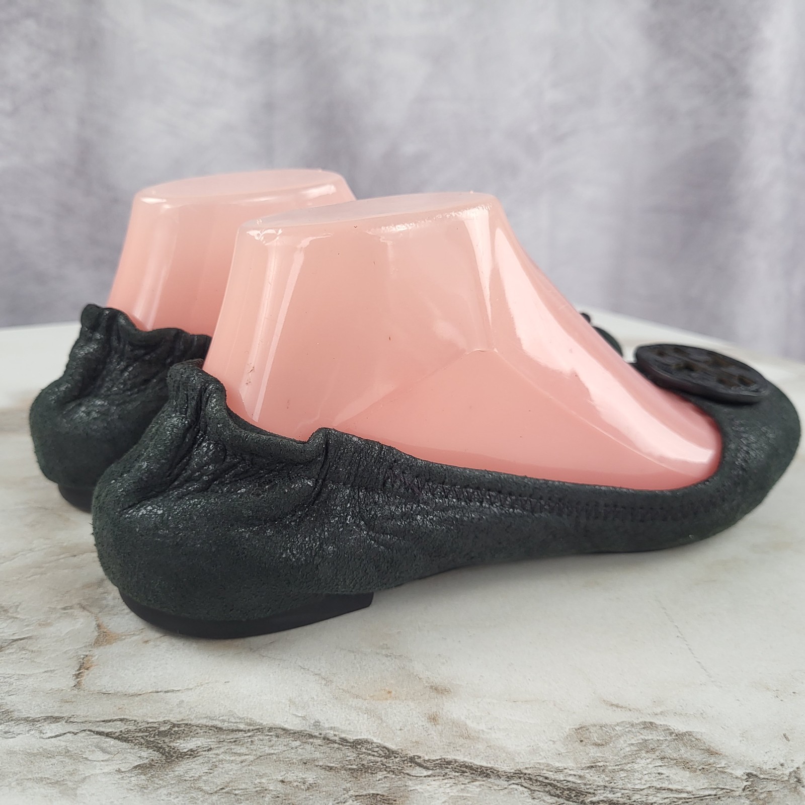 Tory Burch Reva Distressed Leather Ballet Flats Women's Size 8 M Black thumbnail 11