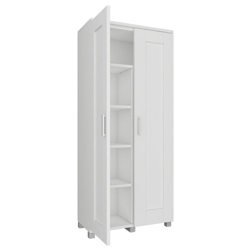 Nova Multi-Purpose 2-Door Broom Cupboard Storage Cabinet - White - Picture 4 of 8