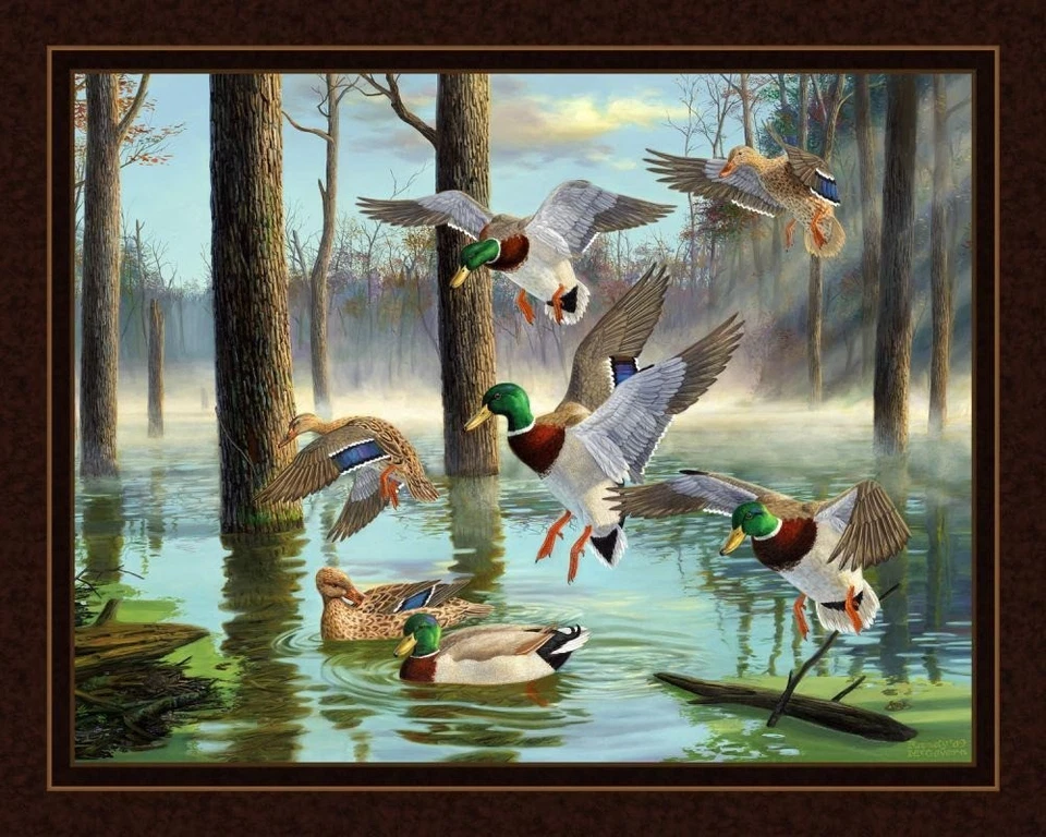 DESCARGAR Panel de edredón de tela de pato mallardo 36" x 45", patos, caza Foto 2 de 2