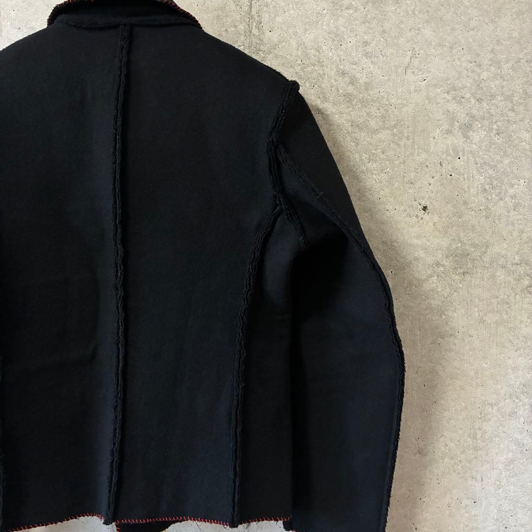 RAINMAKER Wool Double Riders Jacket Black Red Sti… - image 9