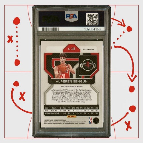 2021-22 Panini-Prizm Basketball #318 Alperen Sengun Ruby Red Wave RC PSA 9 - Bild 3 von 3