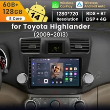 Radio 128GB 8Core Android 14 For Toyota Highlander 09-13 Car Stereo GPS CarPlay