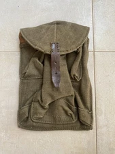 Vintage Military Canvas Pouch with Leather Strap – Army Field Gear