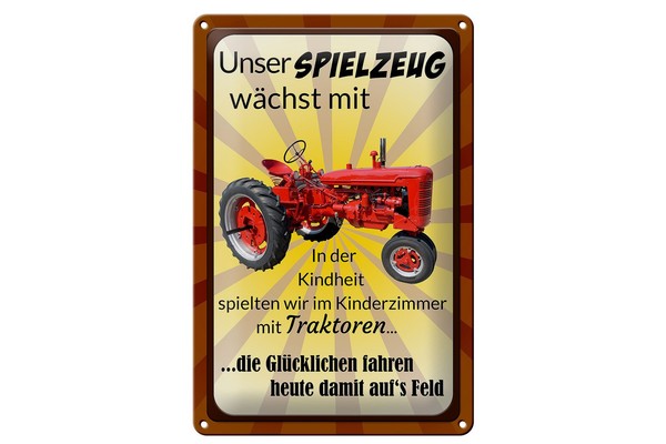 Schild Blech 20X30Cm - Made In Germany - Spruch Spielzeug WäChst Mit Traktor Met-image