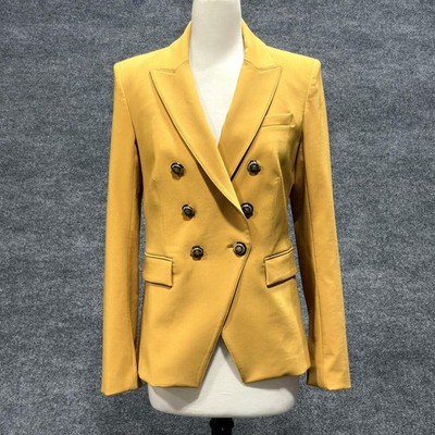 Veronica Beard Blazer Womens 8 Yellow Miller Dickey Double Breasted Jacket