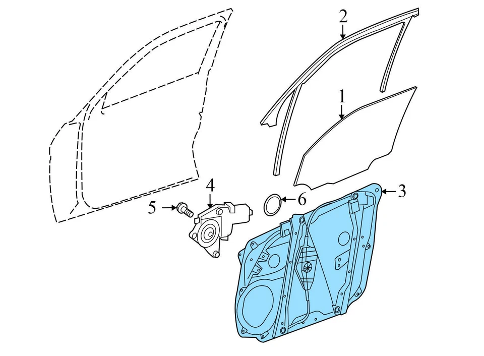 2016-2022 MERCEDES-BENZ GLC300 - Front Right DOOR Window Regulator W/ Panel - Image 3 of 4
