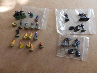 vintage Subbuteo plastic figures 2 camera crew sets and stadium services team