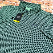 Under Armour Golf Men SMALL Green Playoff 3.0 Density Print Stretch Polo UPF 40