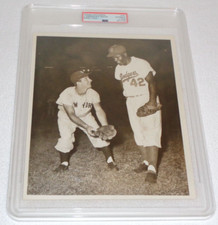 Jackie Robinson Billy Martin Legends Dodgers 1950s PSA Type I Authentic Photo