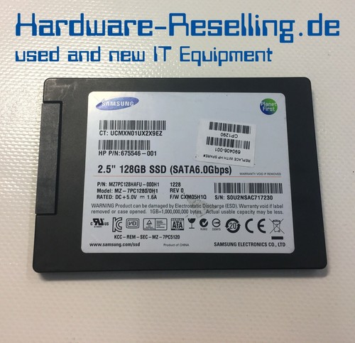 Samsung HP 128GB 2,5" 6Gb/s SATA SSD MZ7PC128HAFU-000H1 675546-001 690406-001