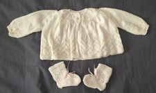 Vintage Pale Pink Baby girls matinee jacket & matching booties - Never worn